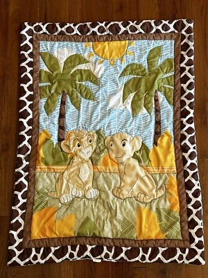 Disney Simba Nala Lion King Baby Blanket Palm Trees Crib Bedding Nursery - Image 1 of 4