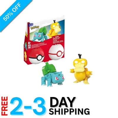 Игрушки-конструкторы покемонов: набор Bulbasaur & Psyduck — совместимы с другими брендами - Изображение 1 из 4