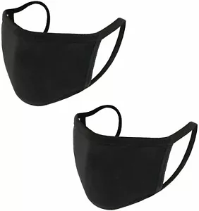 2x Mascherina Viso Nera Protettiva Traspirante 100% Cotone Lavabile Riutilizzabile Cover UK - Foto 1 di 2