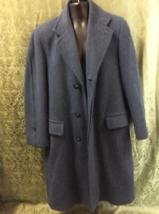 Overcoat New York BLUE Wool coat heavy trench  44 union 60s Barrymore  - Picture 1 of 18