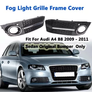 Pair Chrome Honey Comb Fog Light Cover Grille Bezel for Audi A4 B8 2009-2012 - Picture 1 of 10