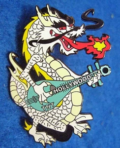 TNT HOLLYWOOD COLLECTORS HARD ROCK FIRE BREATHING DRAGON CAFE GUITAR PIN LE200 - Picture 1 of 1