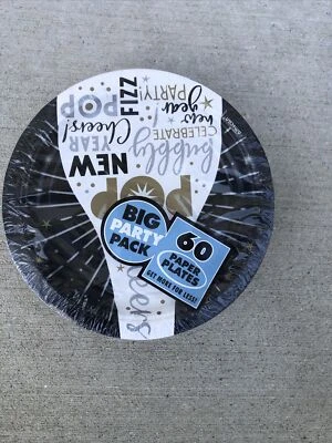 New Year’s  Holiday Cocktail Party Bulk 7" Paper Plates 60ct. - Image 1 of 4