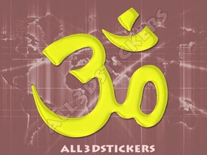 Autocollant Résine 3D Relief Symbole OM - Couleur Jaune 85x85 mm. - Imagen 1 de 1