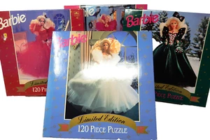 LOT 4 VINTAGE LIMITED EDITION BARBIE DOLL PUZZLES 1988 1989 1990 1991 NIB SEALED - Picture 1 of 9