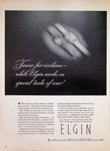 VINTAGE 1940er Jahre Druckanzeige ~ Elgin Uhren ~ Amerikas eigene unverwechselbare Uhr Wort... - Bild 1 von 1