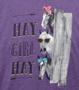 Lost Creek Outfitters Maglietta Donna 2XL "Hay Girl Hay" Grafica Viola - Foto 1 di 3