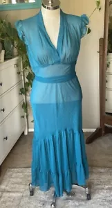 Jonathan Martin Studio sparkly pinstriped turquoise dress, size 12 - Picture 1 of 7