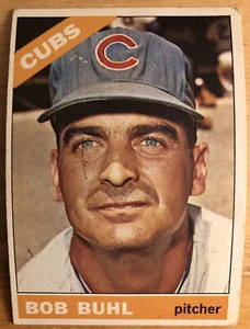 1966 Topps Bob Buhl Baseball Card #185 Cubs Pitcher Low-Grade Poor - Picture 1 of 2