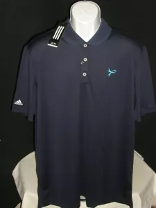 NWT ADIDAS ADIPERFORM NAVY BLUE 100% POLY S/S POLO SHIRT SZ. XL PEACE DOVE LOGO - Picture 1 of 11