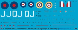 Peddinghaus-Decals 1/48, 2958 Spitfire MK VB W 3312/QJ-J Moonraker of Sqn Ldr. J - Picture 1 of 1