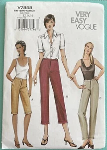Pantalones Vogue V7858 3 Estilos Tallas 12-14-16 Muy Fácil Patrón Vogue Sin Cortar NUEVO - Imagen 1 de 10