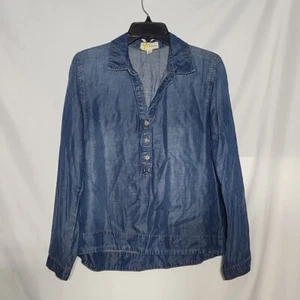 Anthropologie Cloth and Stone Women Long Sleeve Top Tencel Chambray Blouse Small - Picture 1 of 7