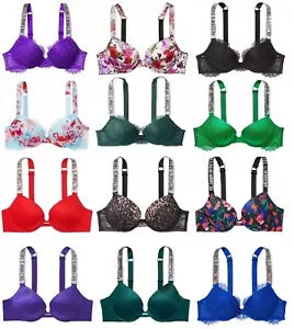 VICTORIA'S SECRET VERY SEXY SHINE STRAP PUSH-UP BRA RHINESTONE BLING NWT - Picture 1 of 37