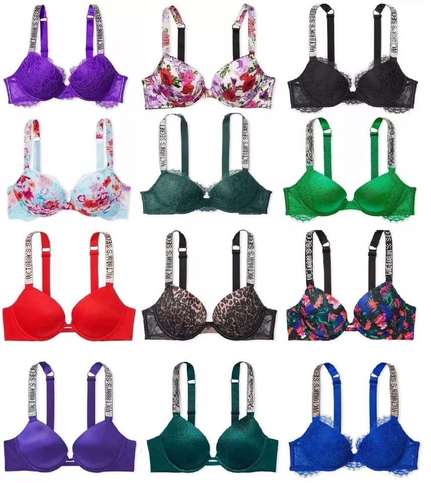 VICTORIA'S SECRET VERY SEXY SHINE STRAP PUSH-UP BRA RHINESTONE BLING NWT - Image 1 of 1