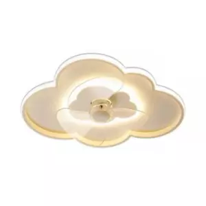 TOZING Flush Mount Ceiling Fan 19.6" 6-Speed Cloudy Shaped Integrated LED White - Picture 1 of 11