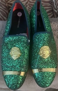 Elan Roman Herren Grün Glitzer Halbschuhe Oxford Elegant Schuhe Weihnachten Elfe Kobold 14 - Bild 1 von 9
