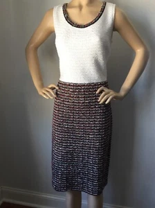 NUEVO VESTIDO ST JOHN TEJIDO TALLA 10 BLANCO FROST MULTI - Imagen 1 de 7
