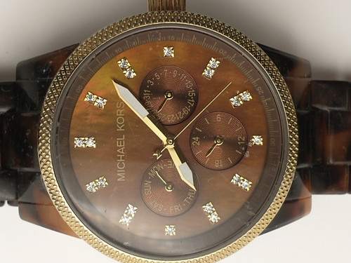 Orologio donna MICHAEL KORS sottoquadranti giorno data cinturino tartaruga quadrante MOP