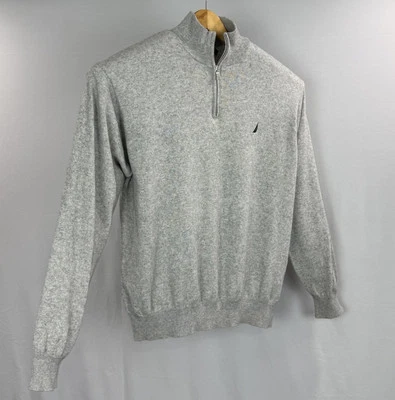 NAUTICA 1/4 Zip Sweater Mens XL Gray Soft Stretch Cashmere Blend Classic Fit - Image 1 of 4