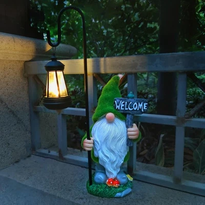 JOYBEE Estatuas de Jardín Gnomo con Linterna Solar Decoración Exterior-Gnomos Figura Solar... Foto 1 de 4