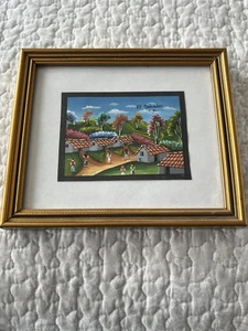 El Salvador Berg Gemälde gerahmt aus berühmtem Kunstdorf signiert F für Felipe - Bild 1 von 9