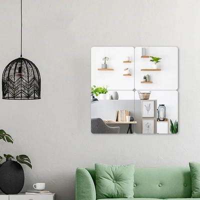 10 x selbstklebende Spiegelfliesen 20 x 20 cm selbstklebende Acryl-Spiegelfli... - Bild 1 von 4