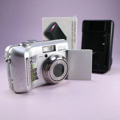 Nikon Digital Camera WiFi Coolpix P2 5.1MP Silver Tested W/ Battery + Charger - Image 1 of 4