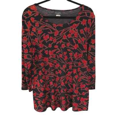 Y2K Dark Romantic Fairy Goth Top Vamp Stretchy Gothic Witch Whimsygoth Floral 2X - Image 1 of 4