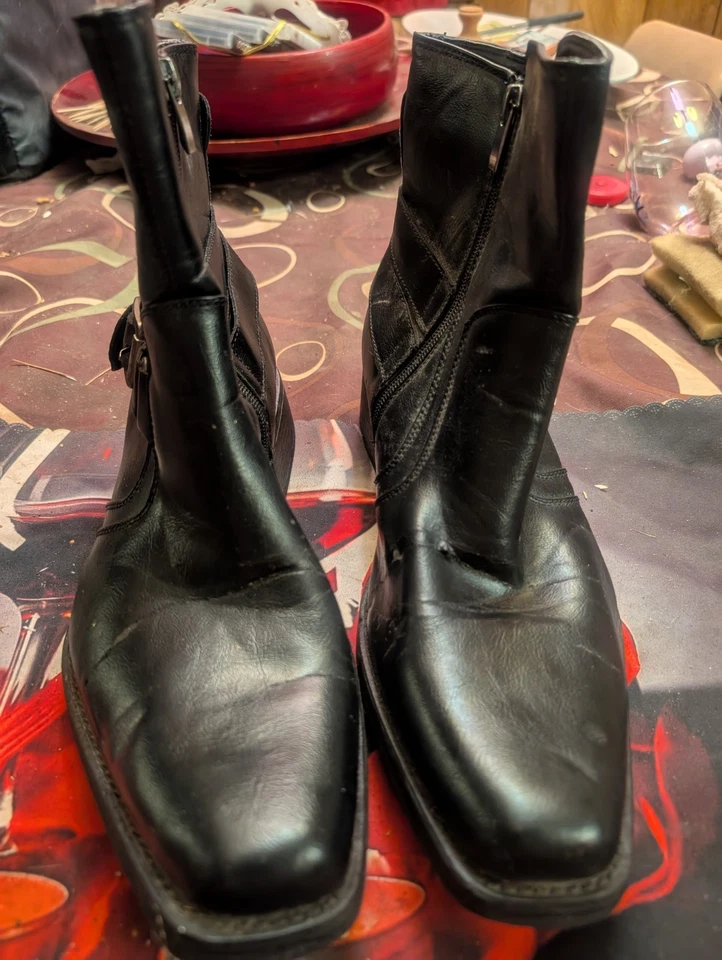 Botas de motociclista masculinas Rock & Republic com fivela preta tamanho 10 MED - Imagem 1 de 4