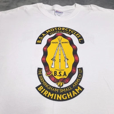 VTG 90s BSA MOTORCYCLE Birmingham Small Arms Racing Cafe Large Shirt Donelson - Image 1 of 4