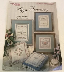Leisure Arts Happy Anniversary Cross Stitch Patterns Wedding, Alphabet, Numbers - Picture 1 of 8