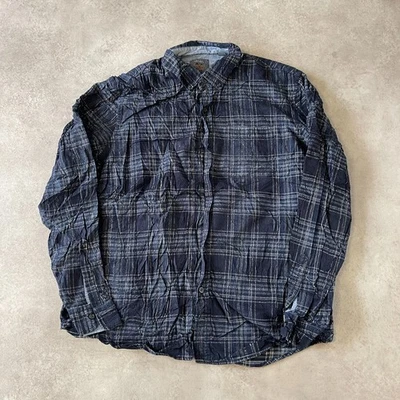 Legacy Corduroy Shirt Mens XL Checkered Cord Button Down Top, Navy - Image 1 of 4