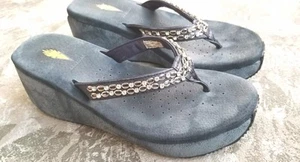 Sandali infradito zeppa blu volatili scarpa donna US taglia 10 M - Foto 1 di 6