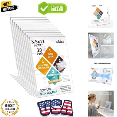 Acrylic Sign Holder 8.5 x 11 Inches Slanted Back, Clear Plastic Sign Holder P... - Image 1 of 4