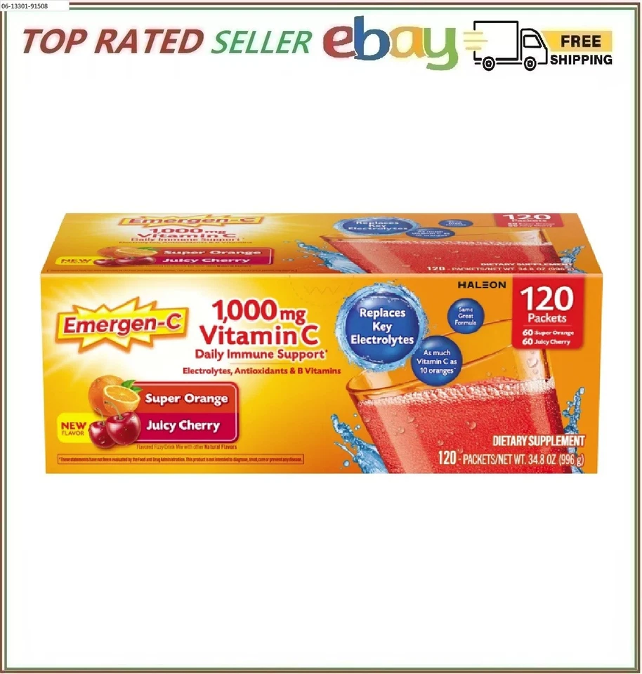 Emergen-C 1000 mg Vitamina C Apoyo Inmunológico Diario Variedad Paquete Mezcla de Bebidas, Paquete de 120 Foto 1 de 4