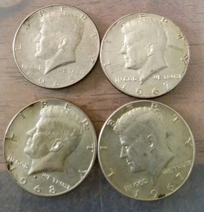 Lot Of 4 Silver Half Dollars Two 1967 One 1968 One 1965 Half Dollar Make Offer🤑 - Picture 1 of 11