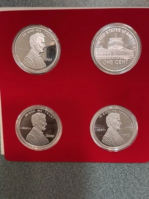 2009 Lincoln 1 Cent Set Of Four Silver 1 Oz Rounds Uncirculated Commemorative - Image 1 of 3