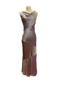Vintage Cache Elegant Sleeveless Satin Gown With Cowl Neck Gathered Back Homecom - Picture 1 of 9