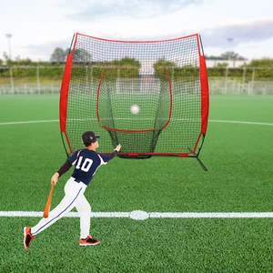 Red Pro Baseball Softball Hitting Pitching Net Baseball Backstop Practice Net  - Picture 1 of 16