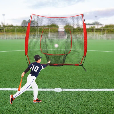 Red Pro Baseball Softball Hitting Pitching Net Baseball Backstop Practice Net - Image 1 of 4