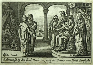 1700 Gravure de la Bible ancien testament SALOMON ROI D'ISRAEL ET DES HEBREUX - Imagen 1 de 2