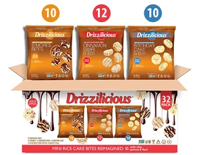 Drizzilicious Mini Rice Cake Bites Variety Pack (32 Count) Free Fast Shipping - Picture 1 of 5