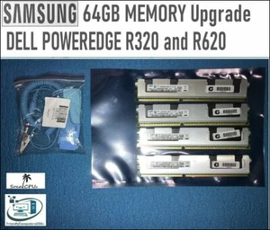 Samsung 64GB (4x16) Memory for Dell PowerEdge R320,R620 DDR3 R4x4 PC3L-8500R - Picture 1 of 3