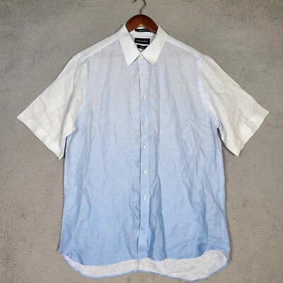 Paul Fredrick Shirt Men's XL Blue 100% Finest Pure Linen Slim Fit Button-Up NWOT - Image 1 of 4