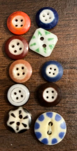 Vintage Variety of 10 Different China Buttons #412 Cover