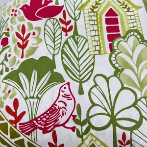Pottery Barn Swedish House Birds Duvet Cover &4 Shams Green Pink Full Queen - Picture 1 of 10