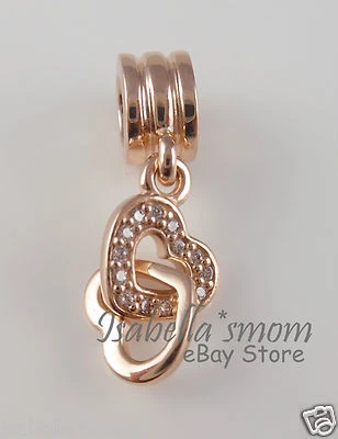 INTERLOCKING LOVE 100% Genuine PANDORA Rose GOLD Plated HEARTS Dangle Charm NEW - image 1 of 3