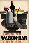 361862 Red Wine Train Wagon Bar Restaurant French Vintage Art Poster Plakat