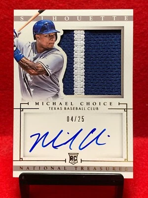 Michael Choice RC Patch Auto (RPA) #4/25 ~ 2014 National Treasures ~ Texas Rangers Foto 1 de 4